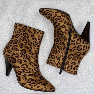 Impo Women’s Naima Animal Print Heeled Bootie Casual Faux Suede Size 7.5